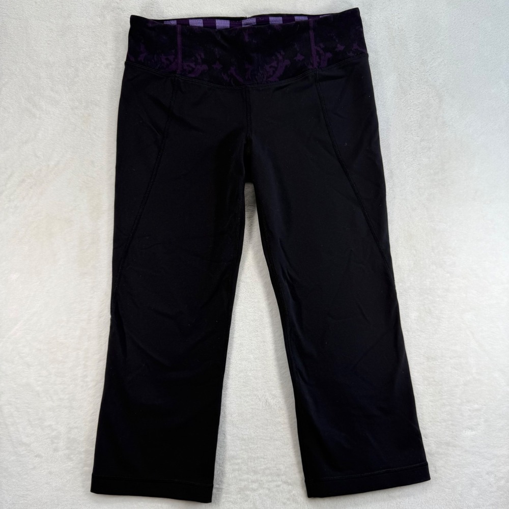 Lululemon Gather and Crow Cropped Leggings Yoga‎ Pants Purple Black Size 6